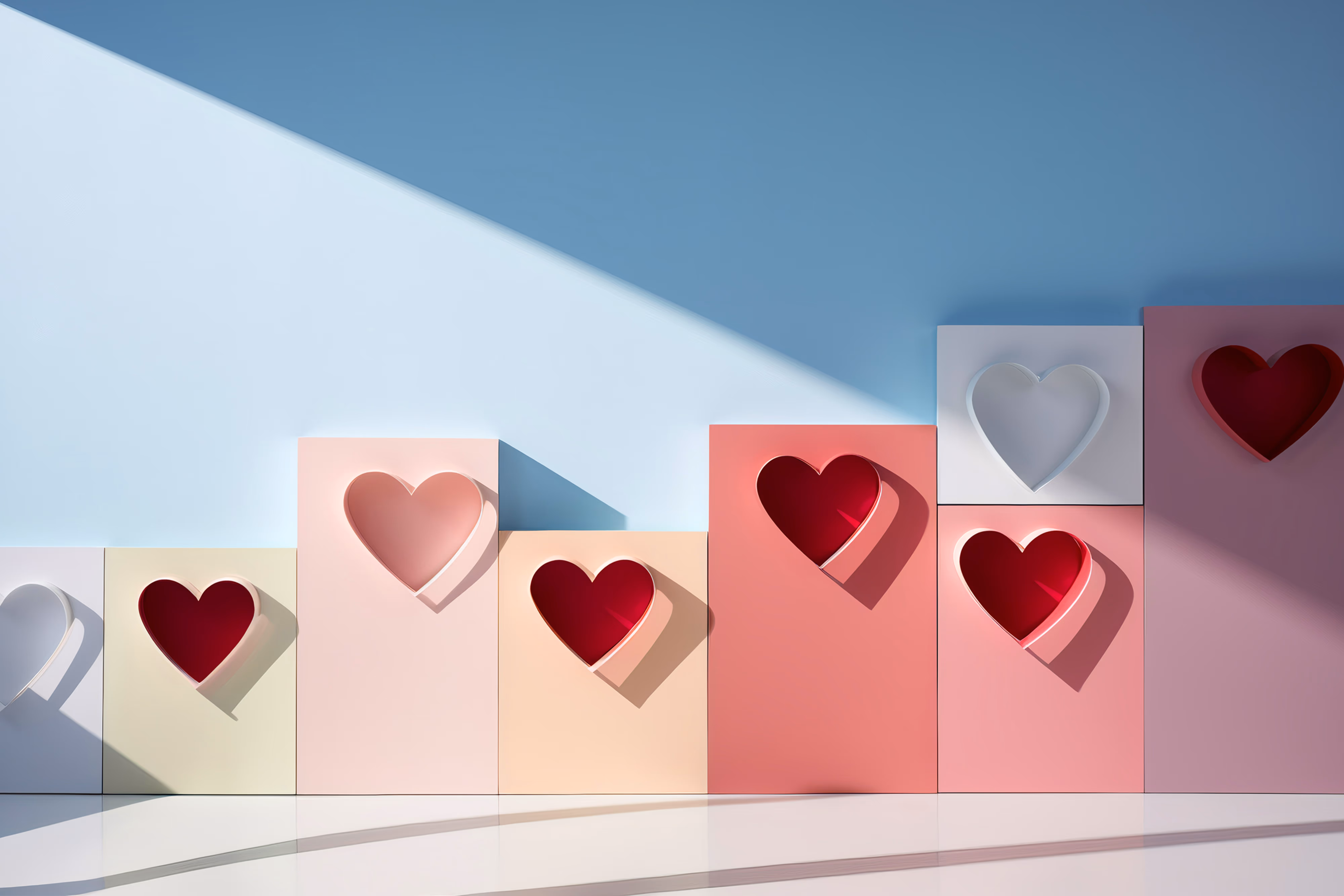 紙で作られた多色のハート