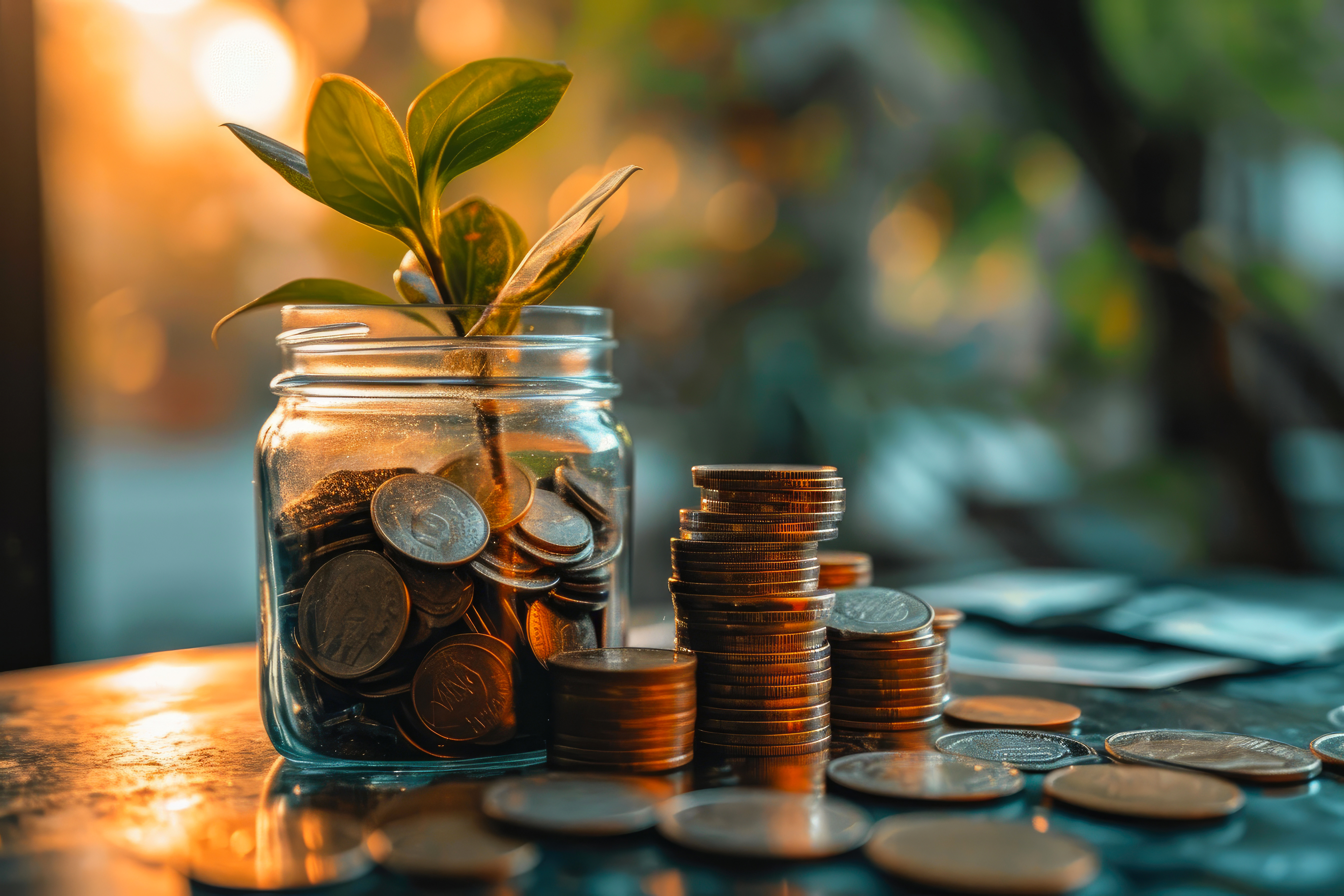 紙幣を手に笑う女性