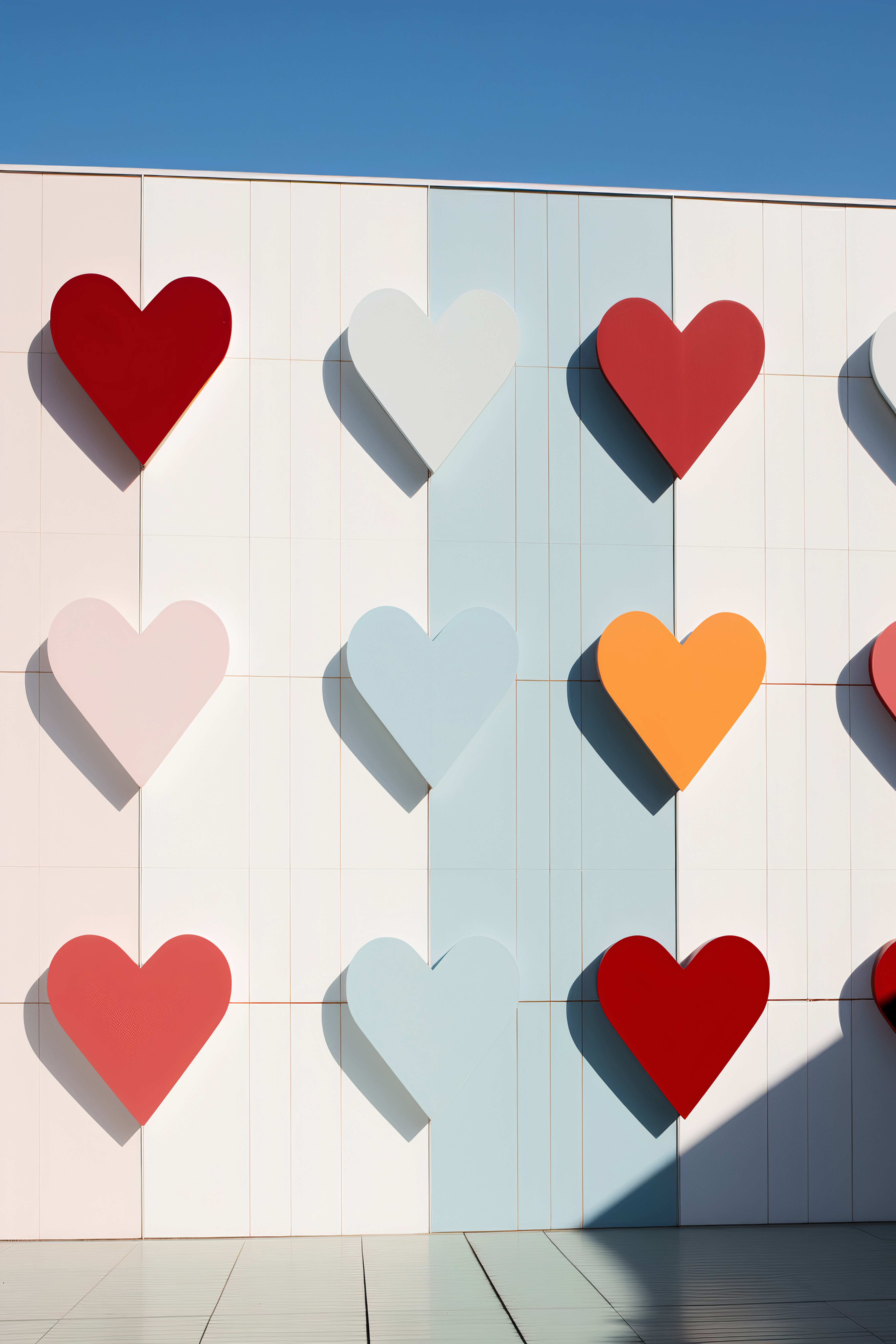 並んで描かれた壁のハート